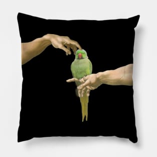 scritching a green indian ringneck Pillow