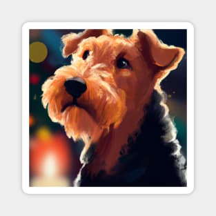 Cute Airedale Terrier Drawing Magnet