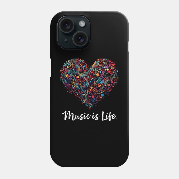 Music is Life Artistic Heart Design Phone Case by Mi Bonita Designs