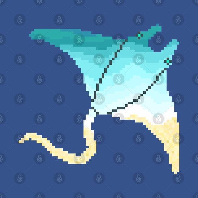 Modern Pixel Sea Manta Ray by jofudachi