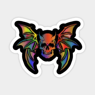 Colorful Horned Bat Skull with Wings Design Magnet