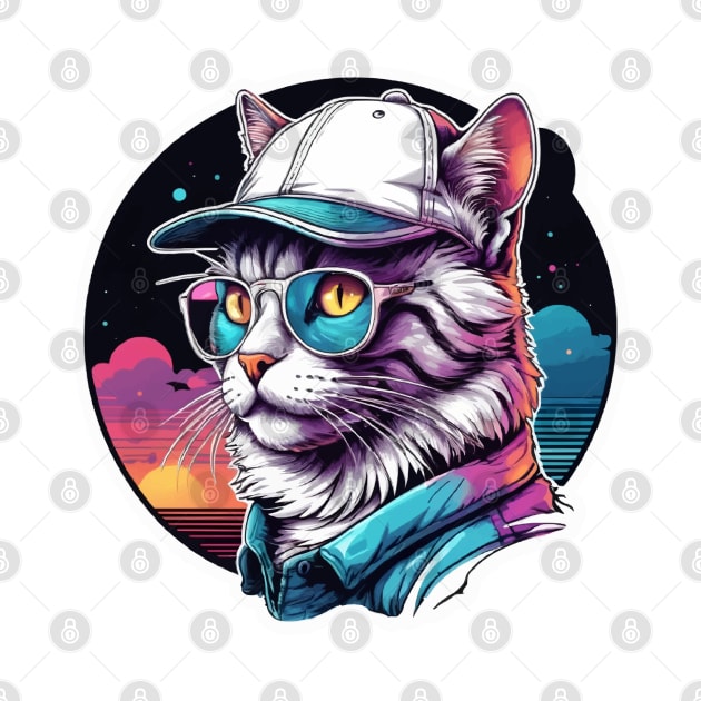 retrowave cat by Norzeatic