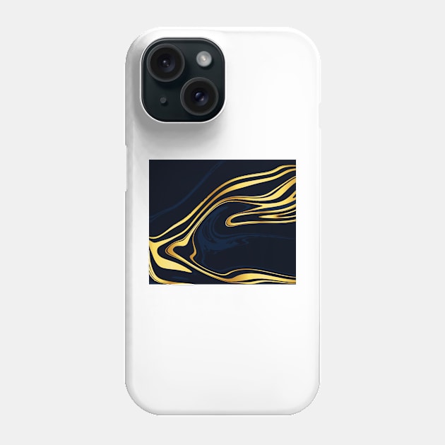 Gold and Blue Marble Phone Case by timegraf