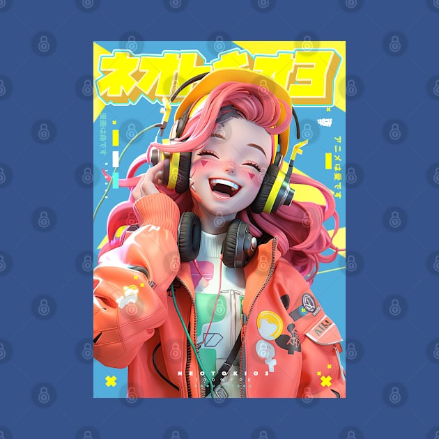 HEADPHONE GAL 1000 - NEOTOKIO3 100%ドPE / GOOD VIBE | Anime Manga Kawaii Anime Girl Pop Art 3D | PROUD OTAKU by PROUD OTAKU