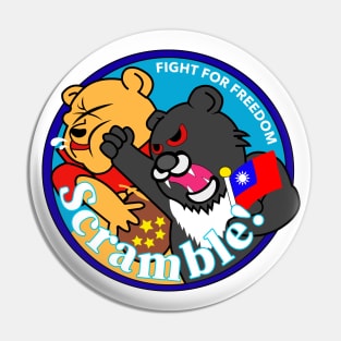 TAIWAN Formosan Bear Punches China - Taiwan Airforce Badge - Scramble! - WE ARE OPEN 24/7 - TAIWAN INDEPENDENCE SOLIDARITY - PROTEST CHINA Pin