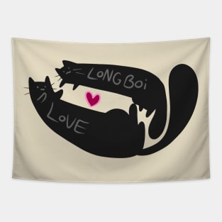 Black Cat Long Boi Love Tapestry