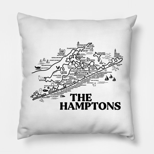 The Hamptons Map Art Pillow by fiberandgloss