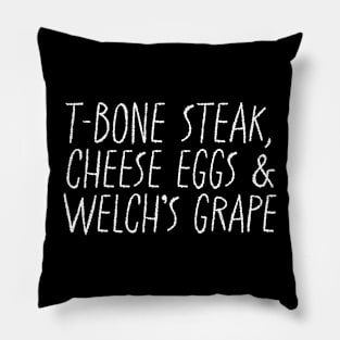vintage t-bone steak, cheese eggs and welch’s grape Pillow