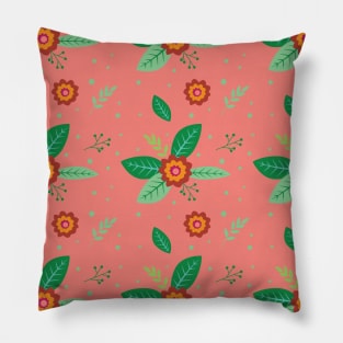 Abstract Botanical Painted Green Leaves Pillow