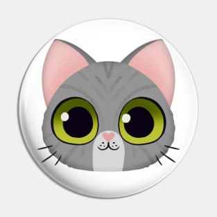 Cute Grey Striped Kitten Pin