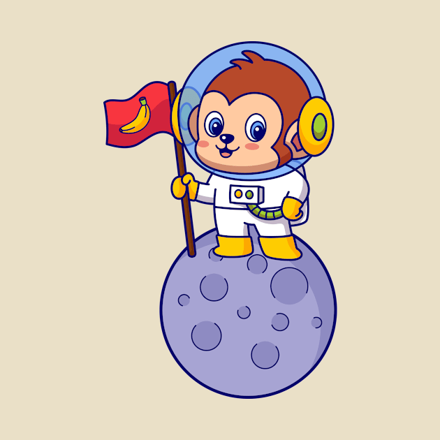 Monkey Astronaut Landing on Moon by yellowline