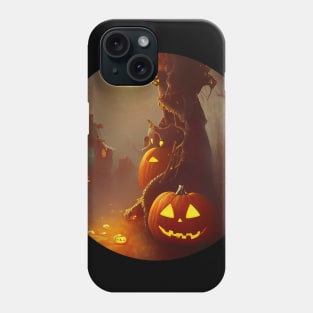 Halloween pumpkin and spooky tree Phone Case