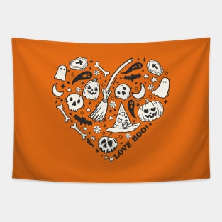 Halloween Heart Love Boo black Tapestry