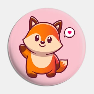 Cute Fox Waving Hand Cartoon Pin