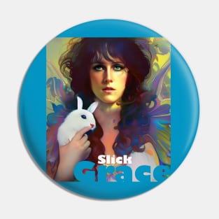 Grace Slick White Rabbit Pin