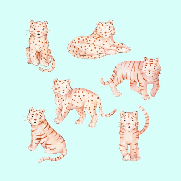 Cute Cheetah Leopard Tiger Watercolor by wanderinglaur