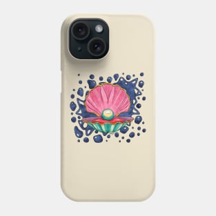 Cartoonish clam with pearl, bright seashell Phone Case