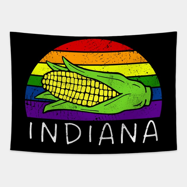 Rainbow Indiana Pride Tapestry by Downtown Rose