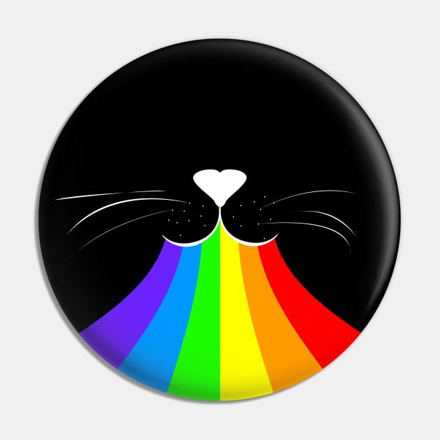 Rainbow cat face Pin by Rishirt