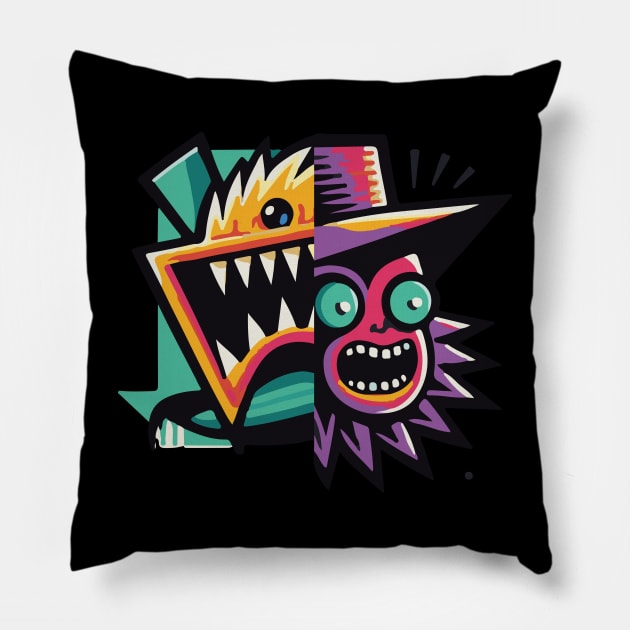 scared face deco Pillow by marklink