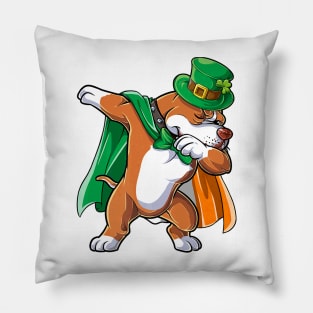 Dabbing Pit Bull St Patricks Day Leprechaun Irish Pillow