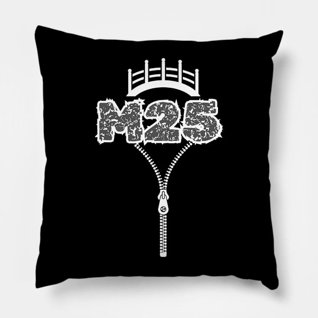 M25 Road Closure Congestion Diversion Warning Bridge Pillow by fantastic-designs