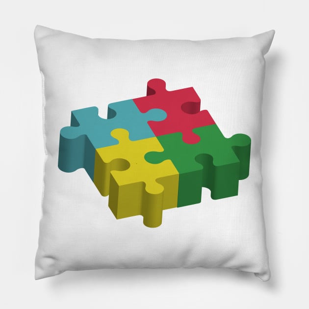 Puzzle Pieces Art - 3d art Pillow by Designoholic