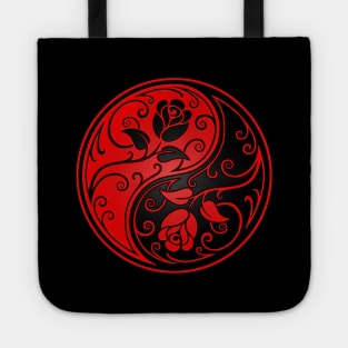 Red and Black Yin Yang Roses Tote