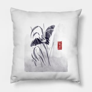 Asian Bat Painting Pillow