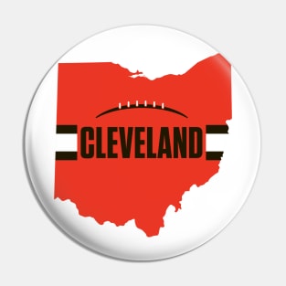 Cleveland Football Ohio Outline Orange Pin