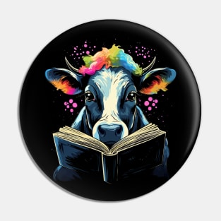 Cow Reads Book Pin