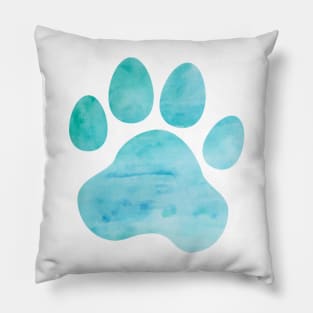 Turquoise Watercolor Paw Print Pillow