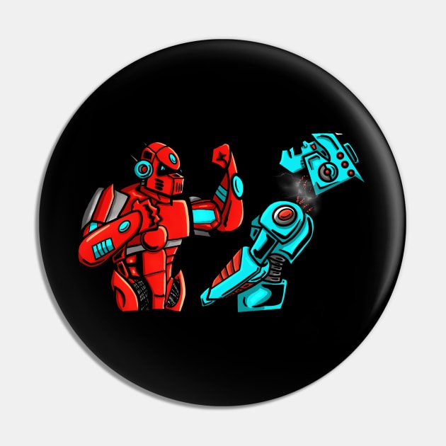 Fighting Robots Pin by Joebarondesign