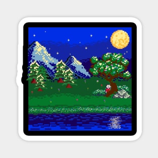 Pixel Night in the Forest Magnet