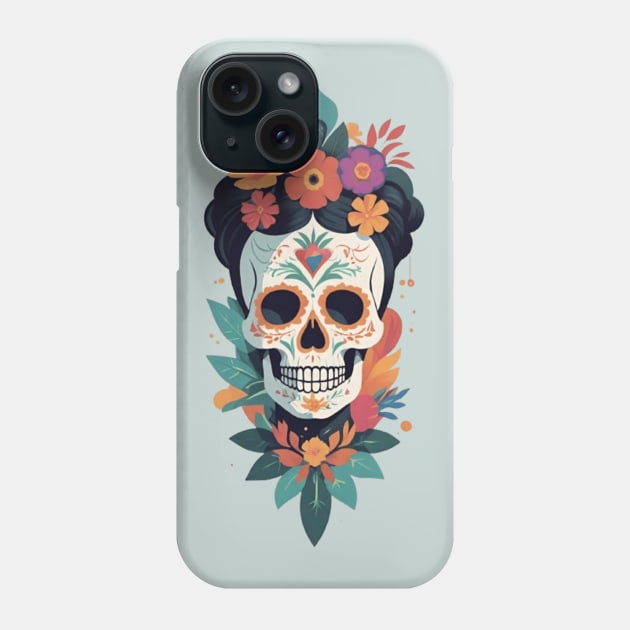 Frida's Floral Sugar Skull: Illustrated Tribute Phone Case by FridaBubble