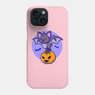 Cute Bat With Pumpkin Halloween Cartoon Phone Case