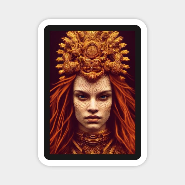 Ancient Red Haired Woman with Gold - best selling Magnet by bayamba