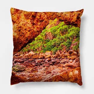 rock archway on fire Pillow