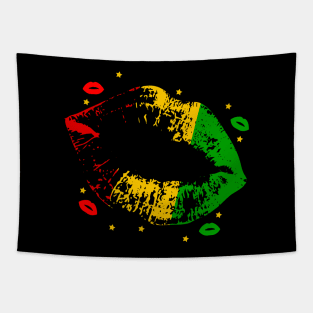 Rasta Coloured Lipstick Kiss Lips Tapestry