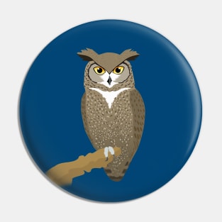 A digital illustration of a  Great horned owl Pin