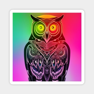 Neon Rainbow Owl Magnet