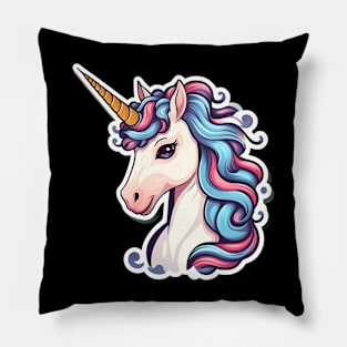 Beautiful Unicorn with rainbow hair Pillow