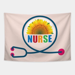 summer time sunflower and stethoscope Design for Medical nurses and Nursing students Tapestry