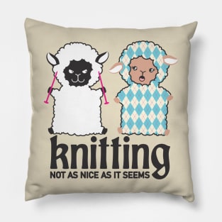 Good vs evil nice vs mean knitting needles sheep crafts Pillow