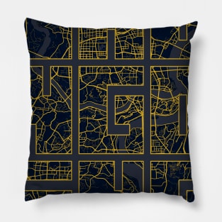 Chongqing, China City Map Typography - Gold Art Deco Pillow