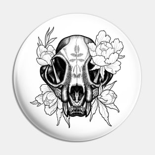 Bob Cat Skull with Flowers Pin