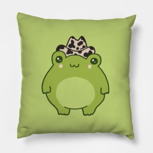 Yee-Haw Kawaii: Cute Frog Rocks a Cowboy Hat - A Charming Cottagecore Aesthetic for Cowboy and Cowgirl Hearts Pillow