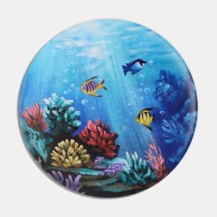 Blue Underwater Under the Sea Coral Reef Aquarium Saltwater Fish Pin