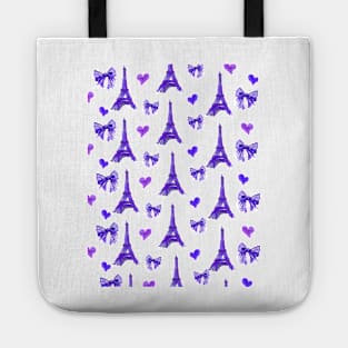 Girly Eiffel Tower Pattern in Watercolours Dark Blue Tote