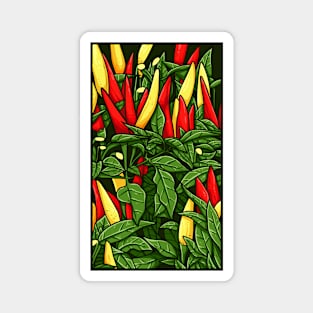 Vintage doodle illustration of Chilli plant Magnet